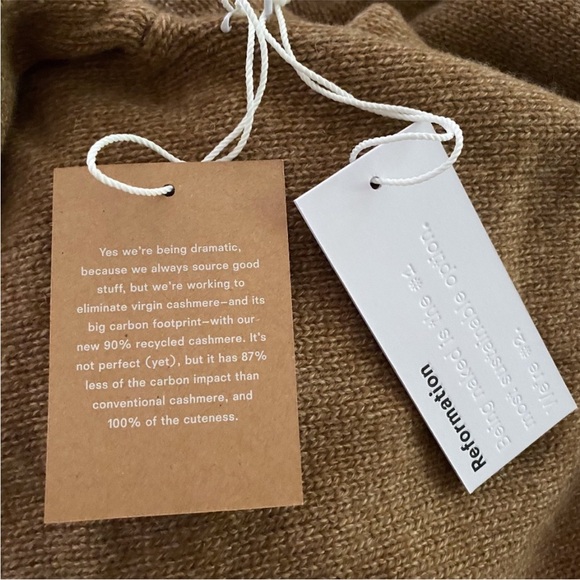 NEW Reformation Beckie Cashmere Collared Sweater Panko Large - Picture 14 of 17